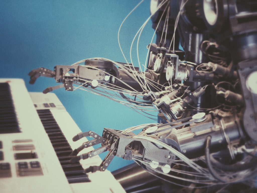 Robot playing a keyboard
